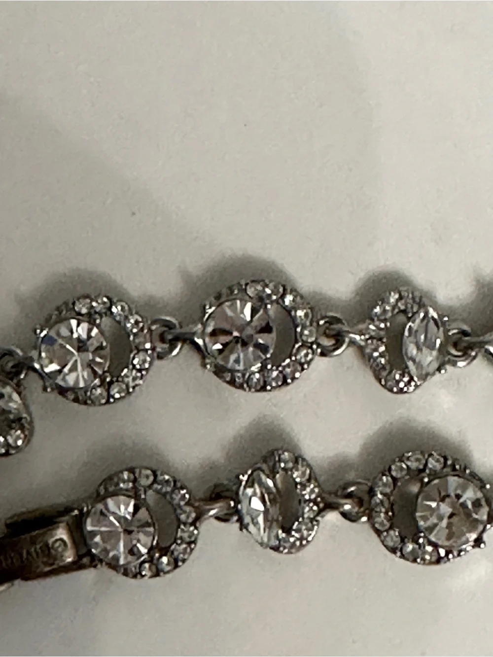 Givenchy Crystal Rhinestone Bracelet Silver Tone Signed Glam Evening Jewelry